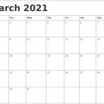 March 2021 Calendar Template