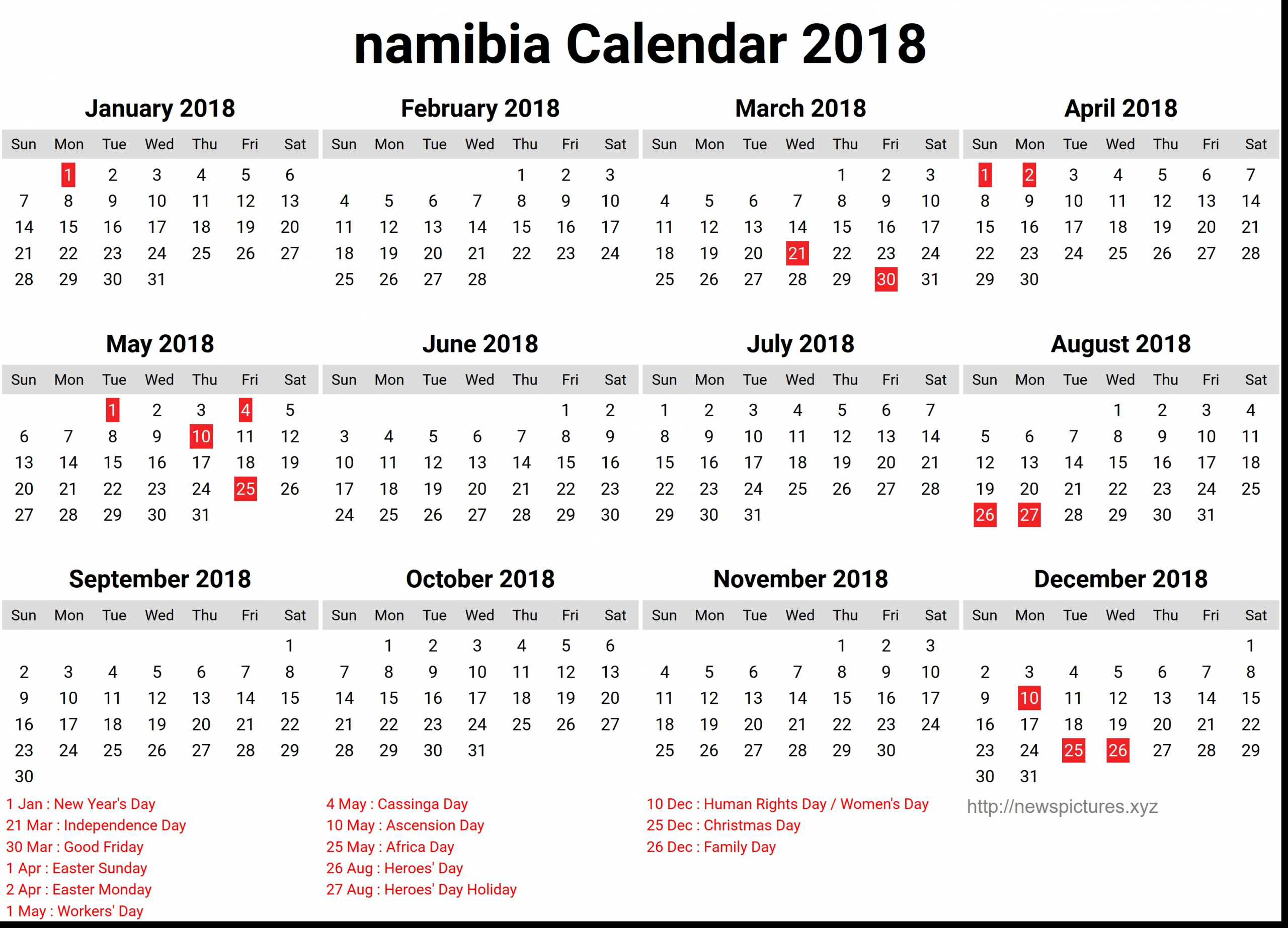 Namibia Calendar 2018 Qualads 1