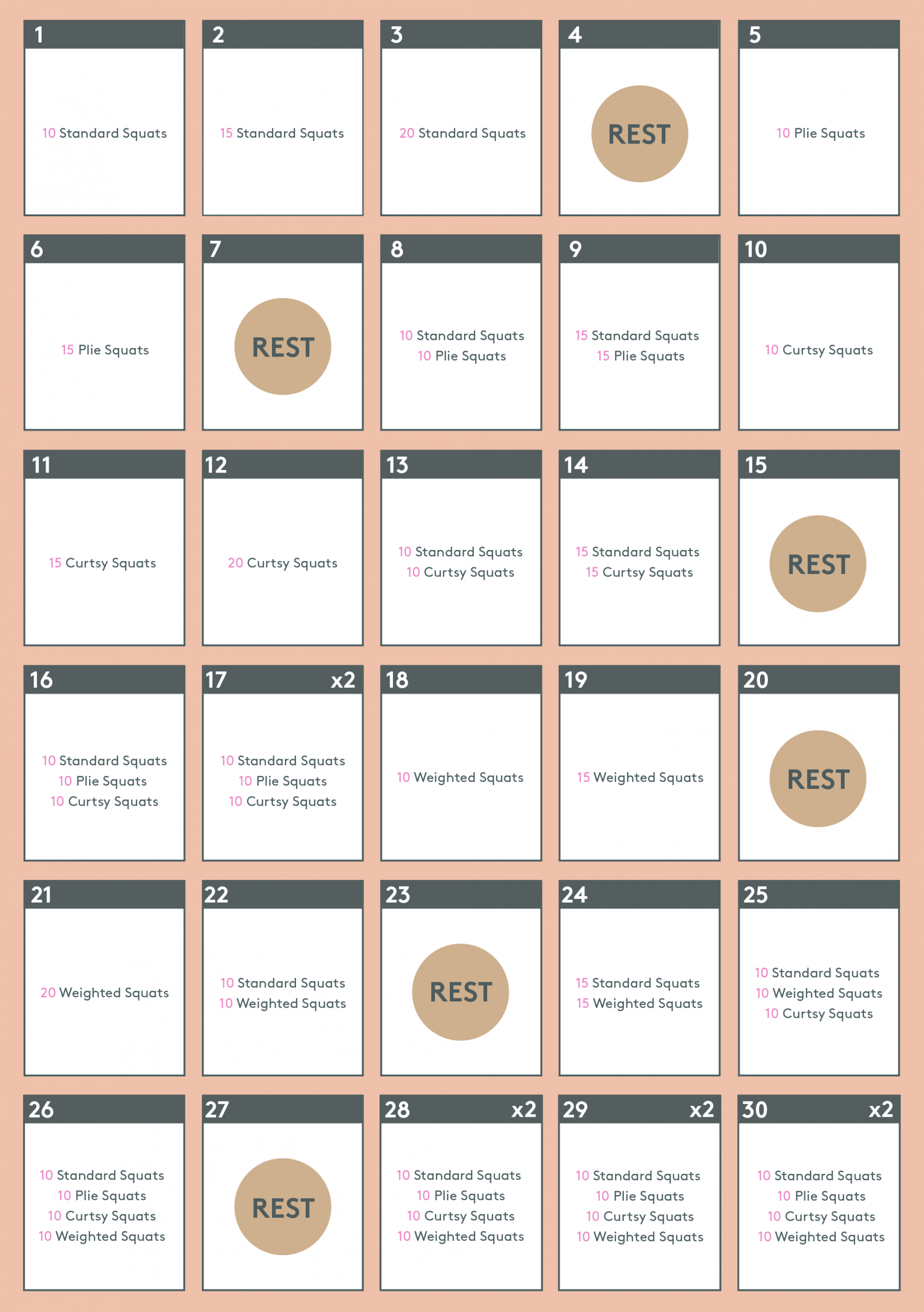 Nifty 30 Day Squat Challenge Printable Soham Website 1