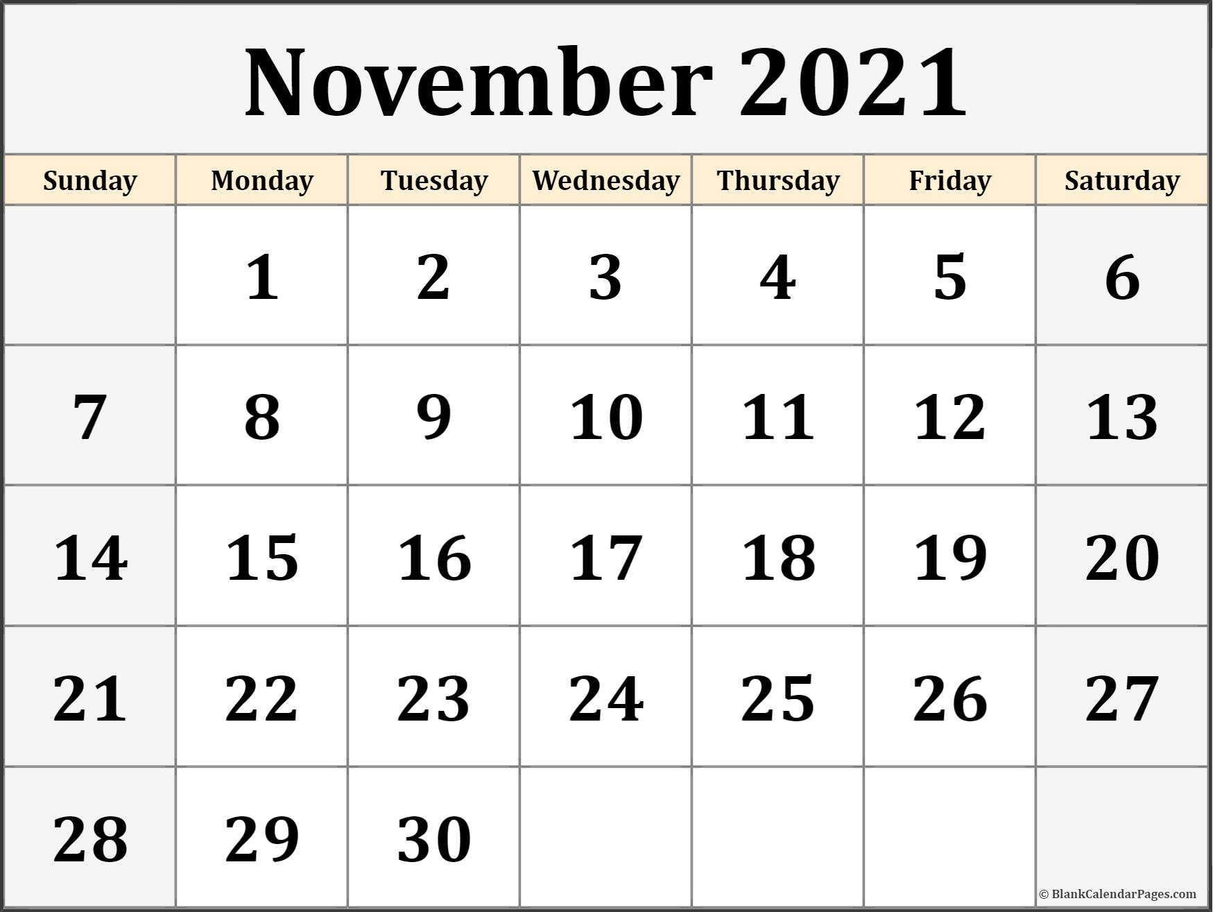 November 2021 Calendar Free Printable Monthly Calendars 2