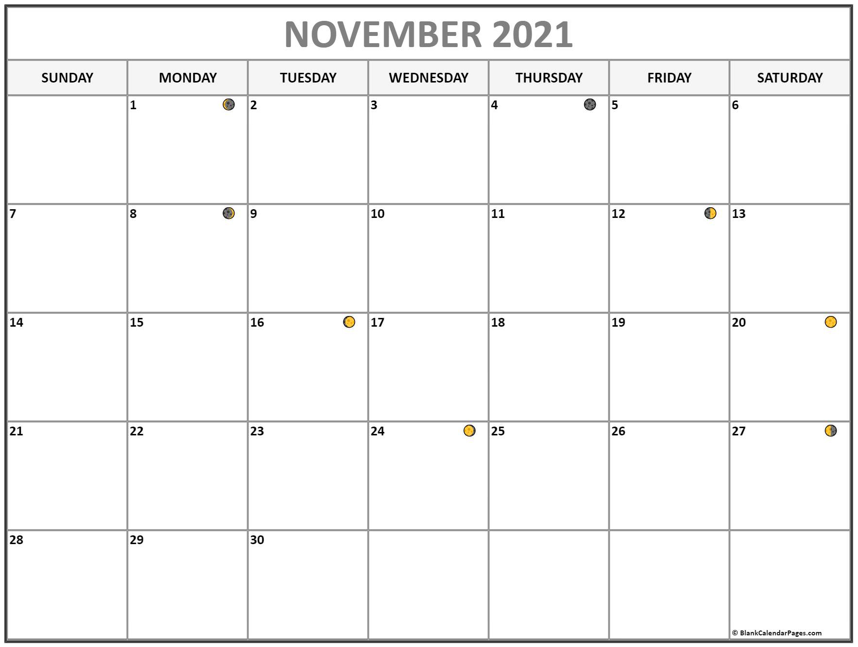 November 2021 Lunar Calendar Moon Phase Calendar
