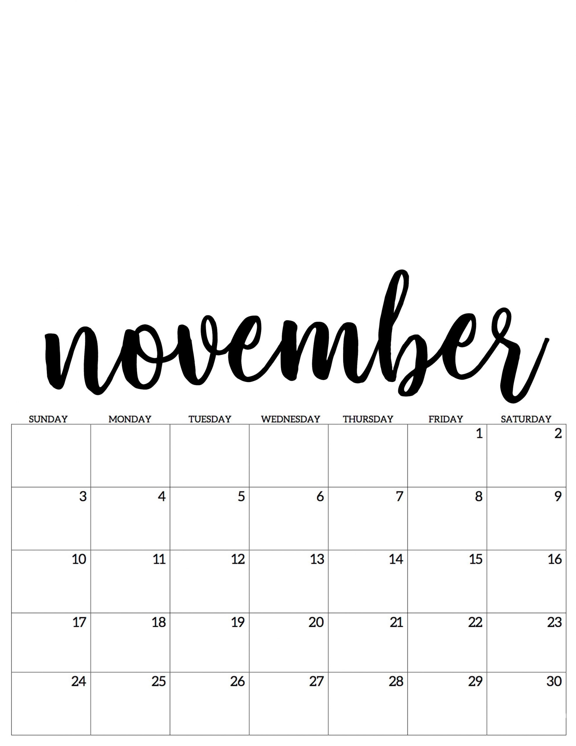 November Kalender Calendar 2019 November Calendar