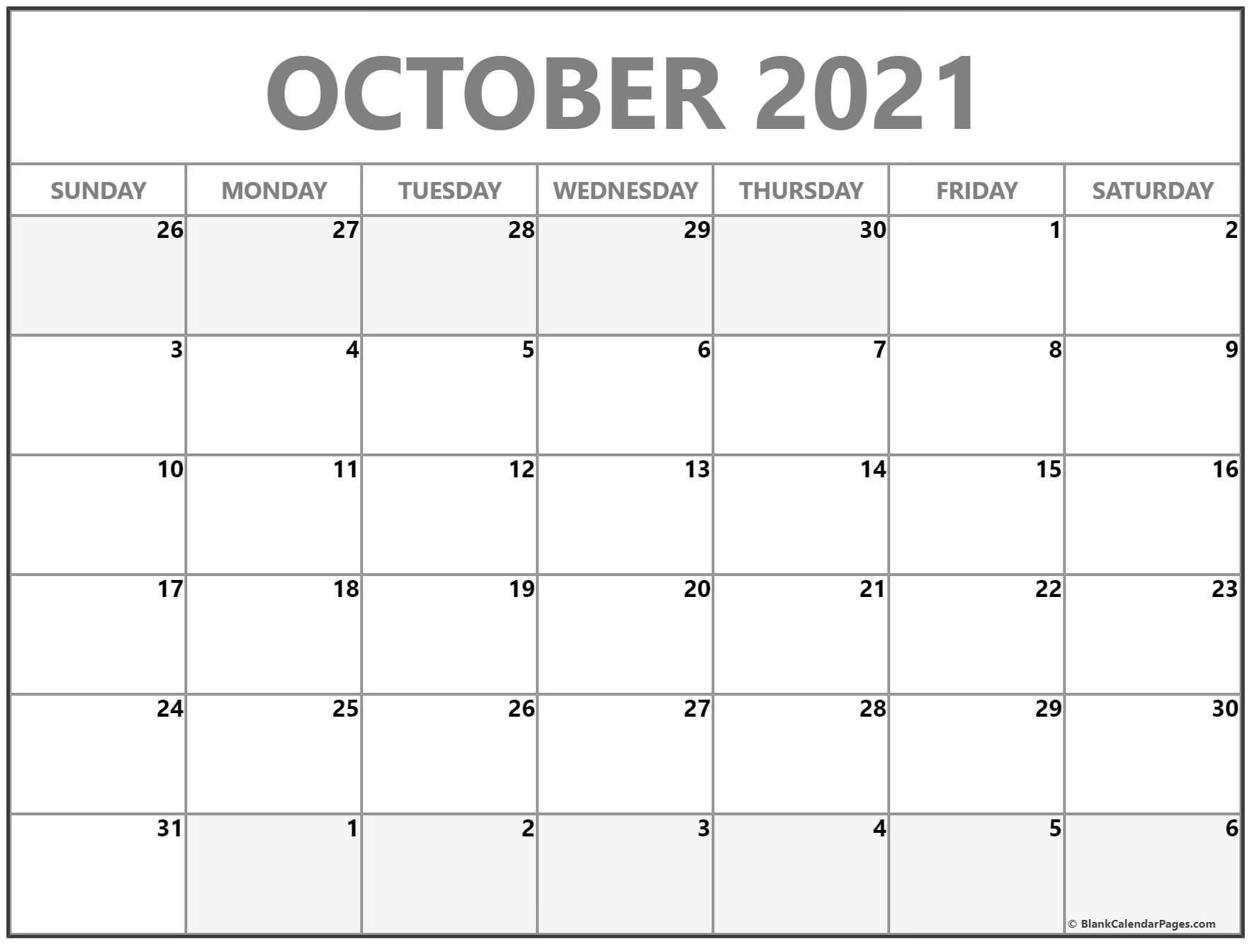 October 2021 Calendar Free Printable Monthly Calendars 5