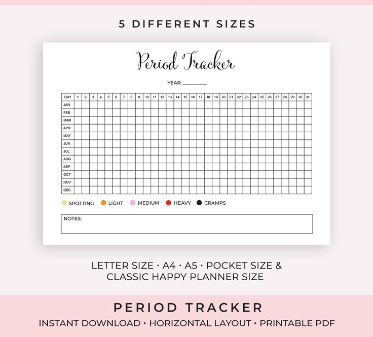 Period Tracker Menstrual Cycle Tracker Printable