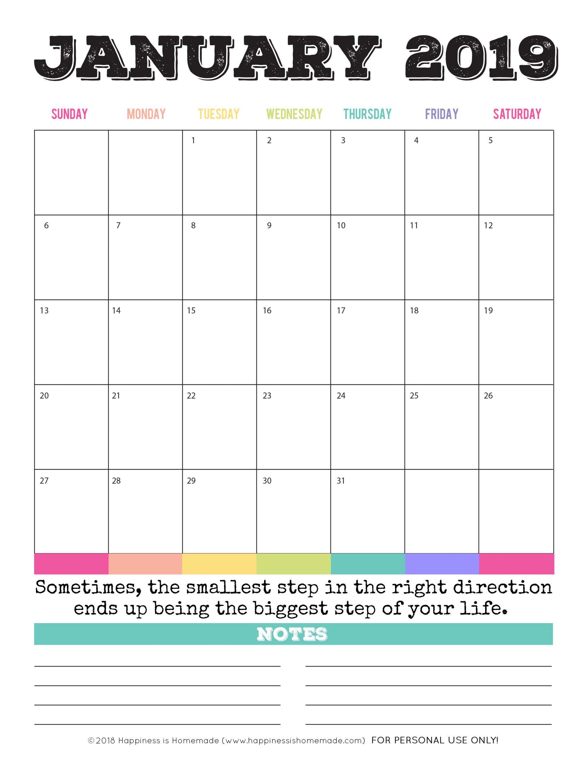 Printable Calendar Monthly 2019 2020 Free 11×17 Large 3