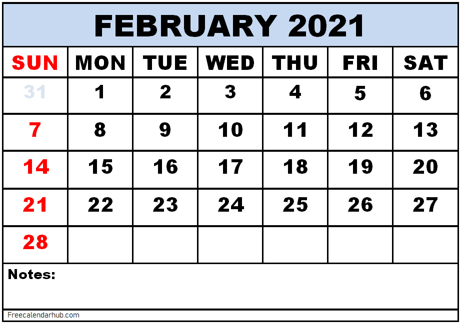printable february 2021 calendar