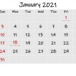 Printable January 2021 Calendar Word Template No