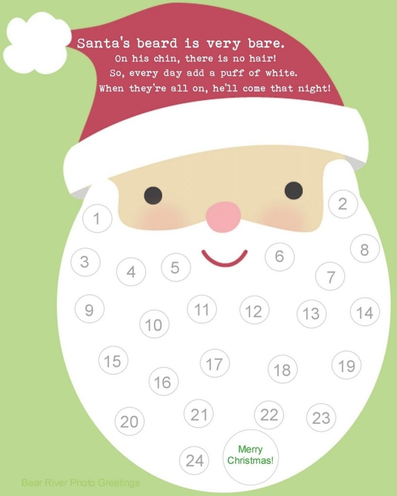 Santa Beard Countdown Template Calendar Image 2020