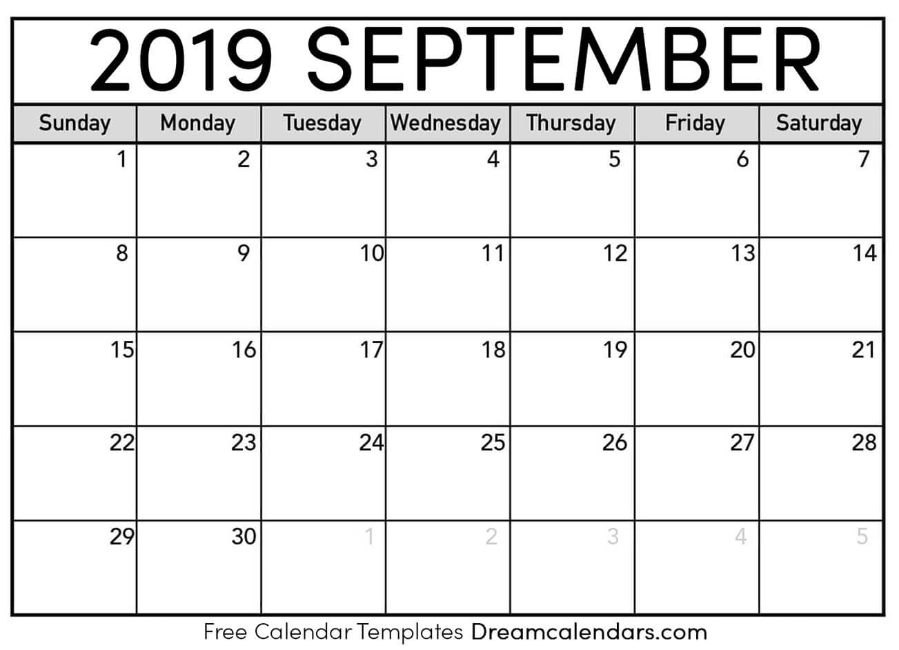 September 2019 Calendar Free Blank Printable Templates 1
