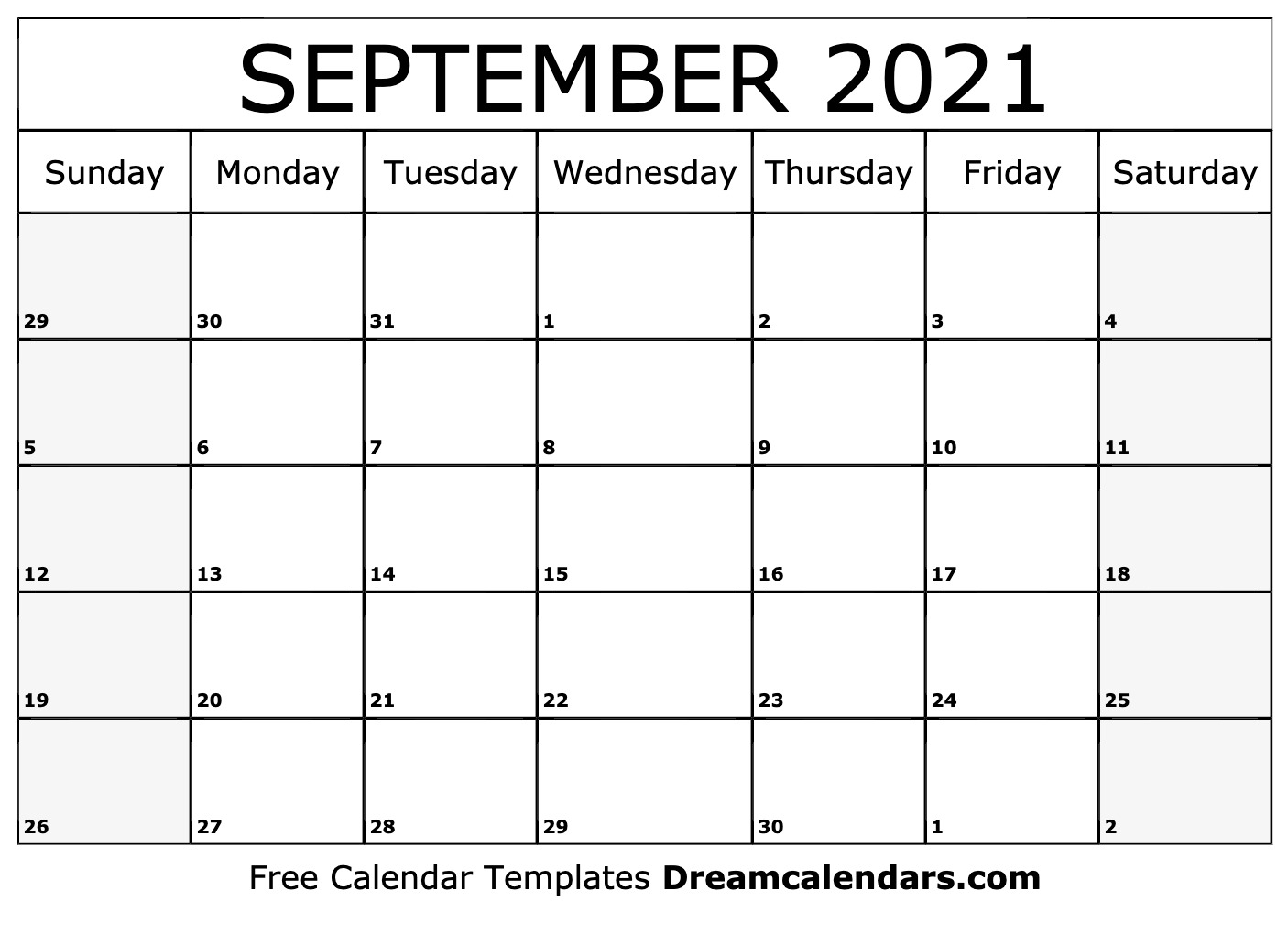 September 2021 Calendar Free Blank Printable Templates 1