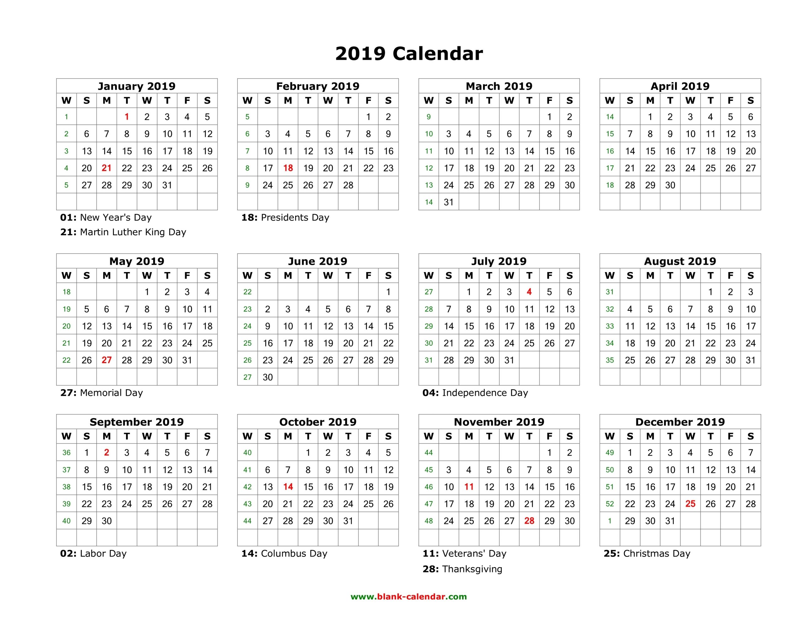 Take Blank Printable Calendars Yearly 2019 E28b86 The Best