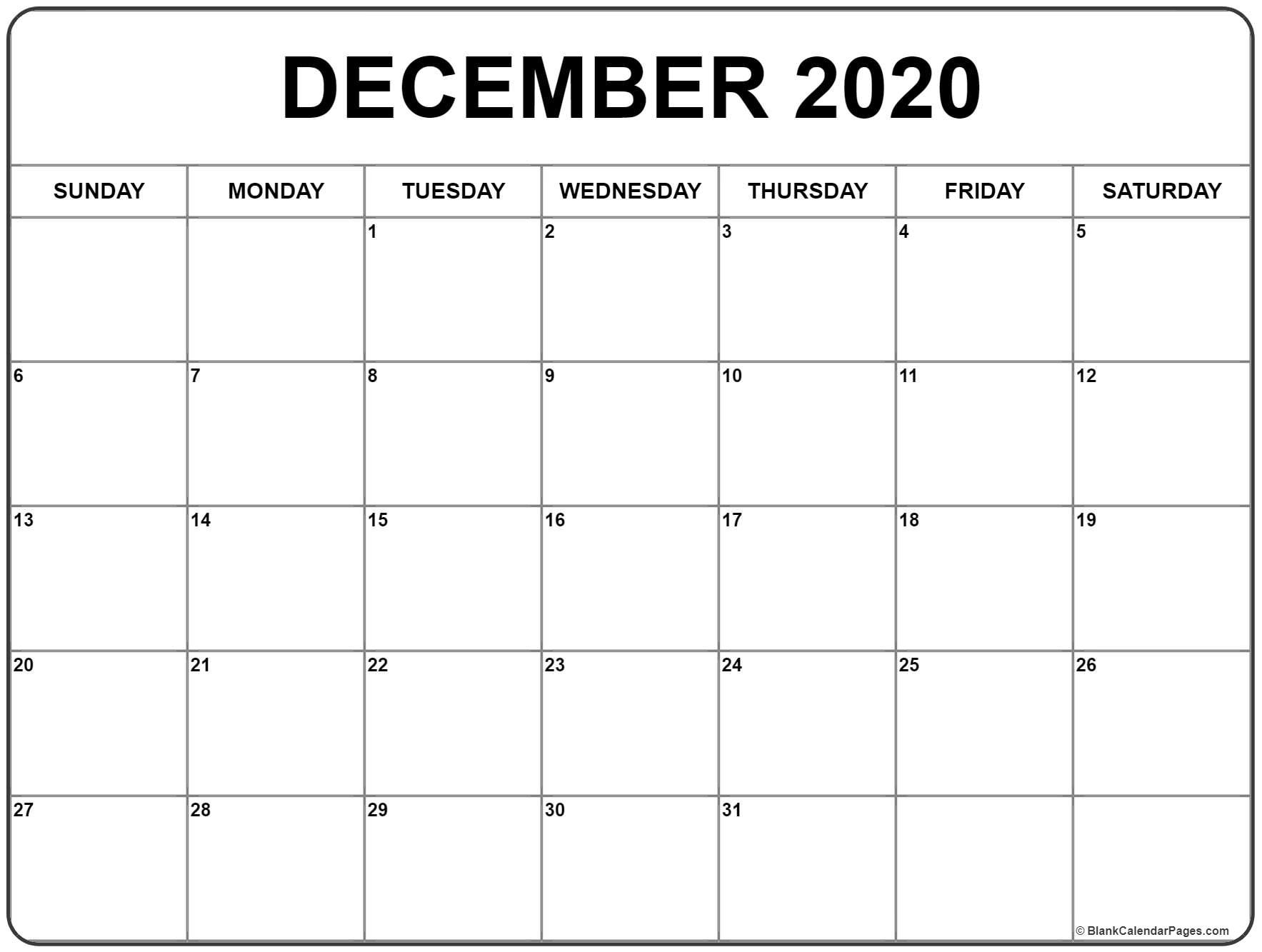 Vacation Schedule Template December 2020 Calendar 2020 2