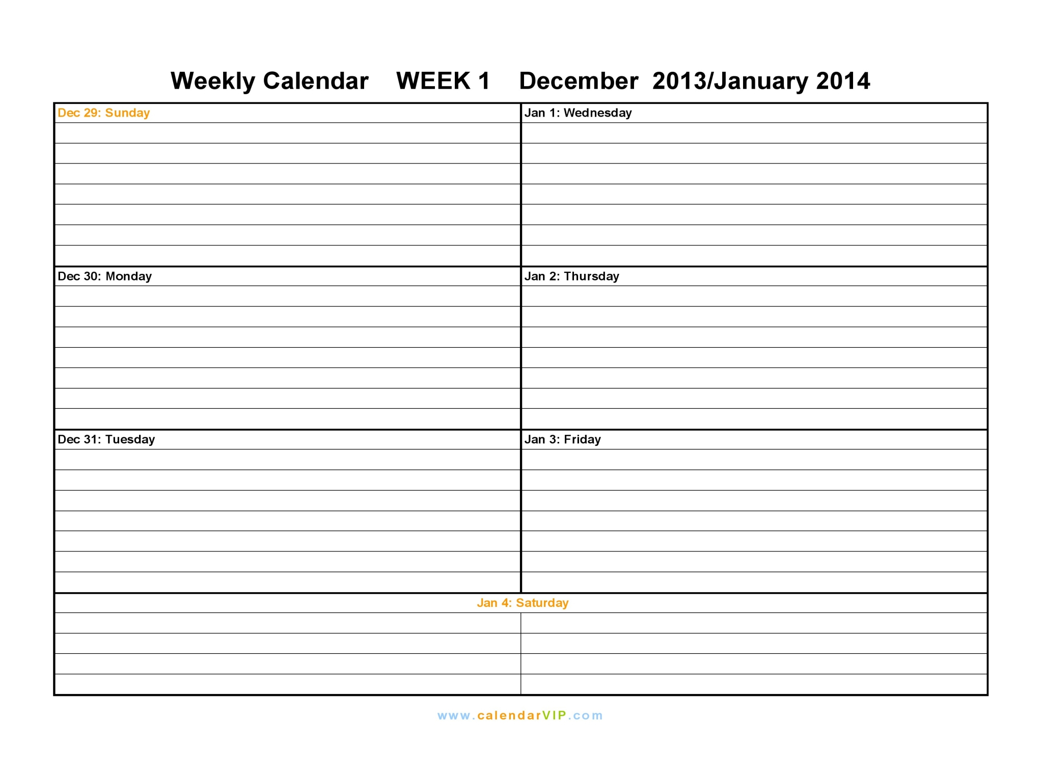 Weekly Calendar 2015 Free Weekly Calendar Templates 3