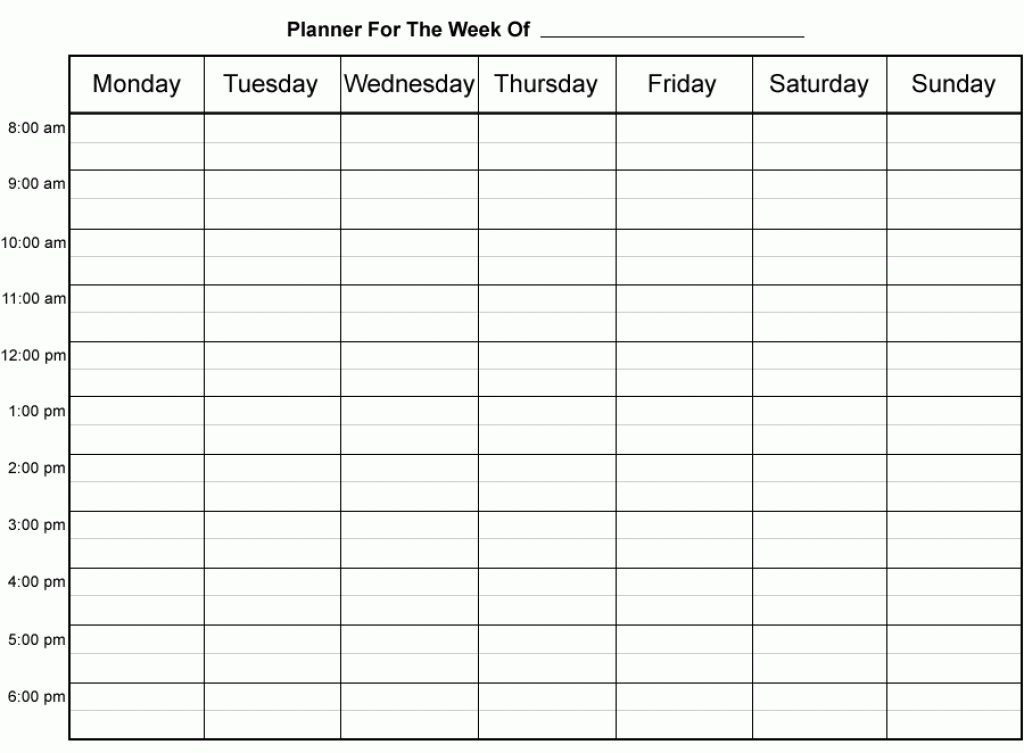 Weekly Calendarhour Printable Week Calendar