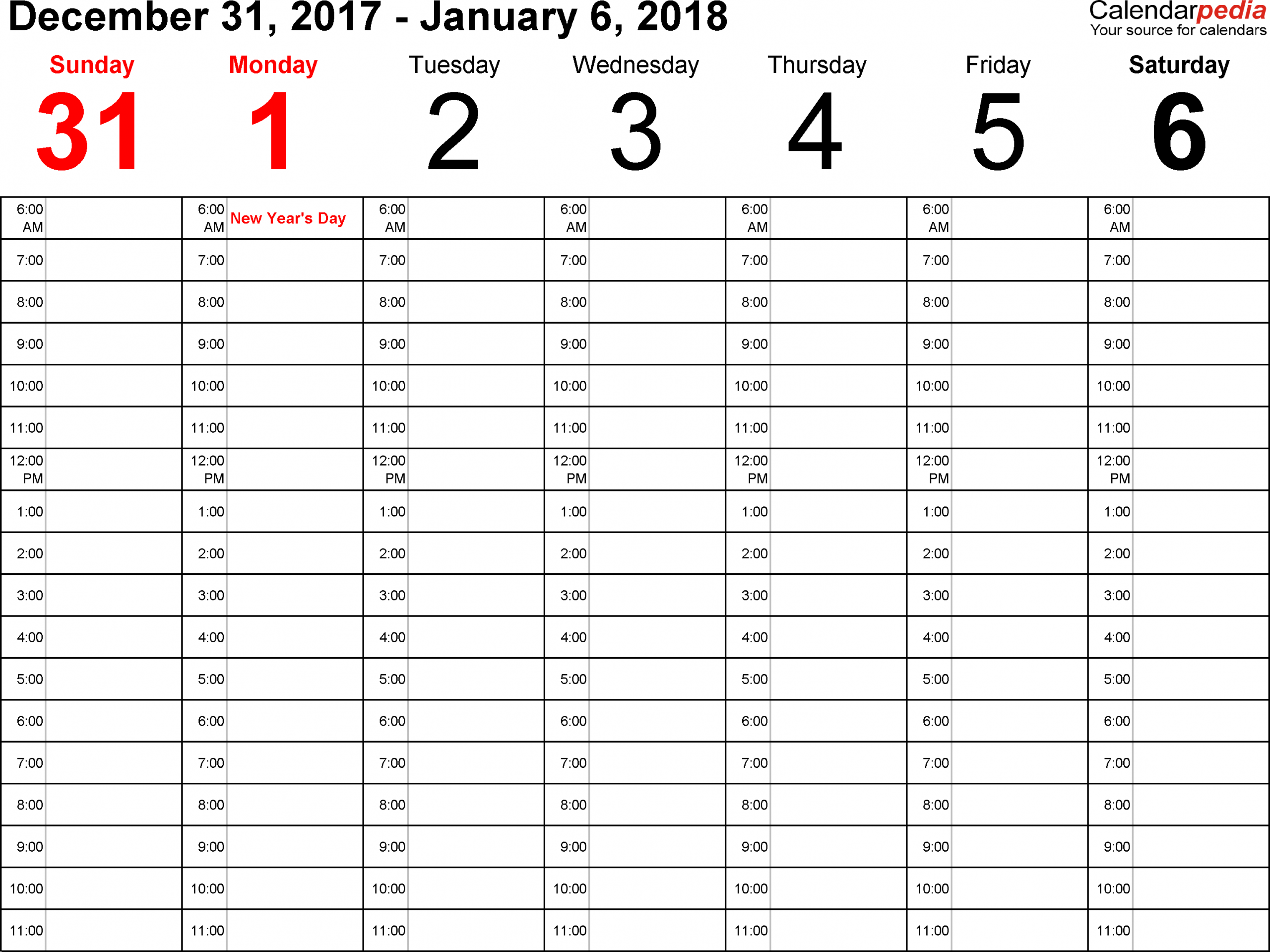 Weekly Calendars 2018 For Pdf 12 Free Printable Templates