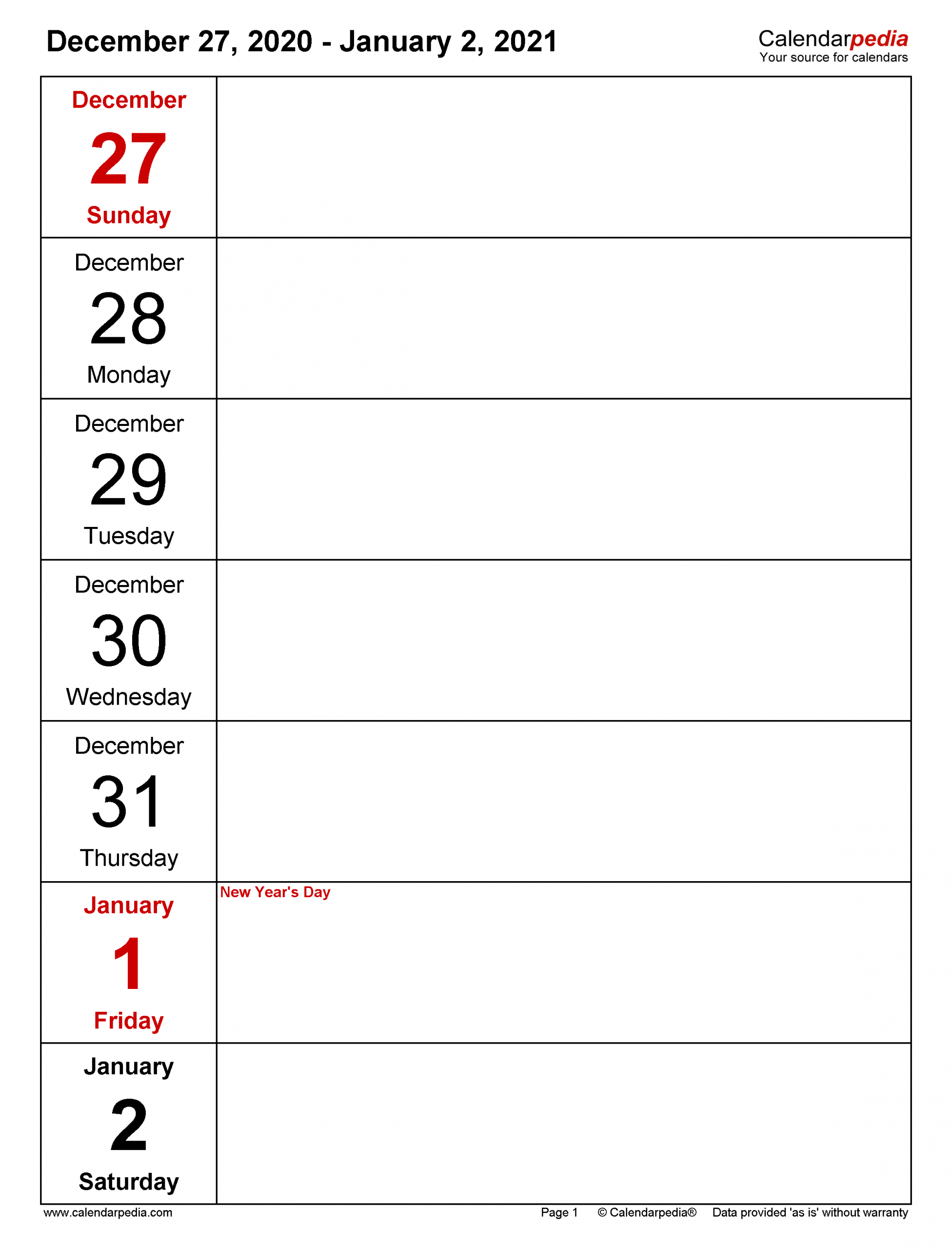 Weekly Calendars 2021 For Pdf 12 Free Printable Templates