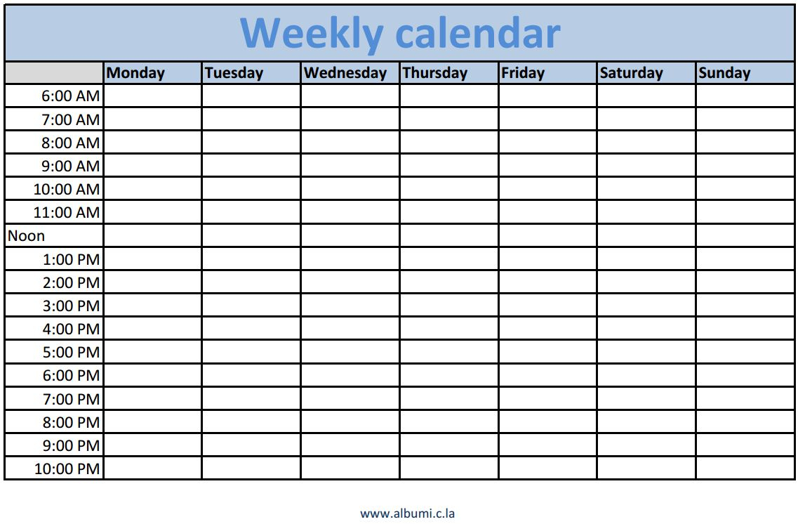 Weekly Calendars With Times Printable Calendars 1