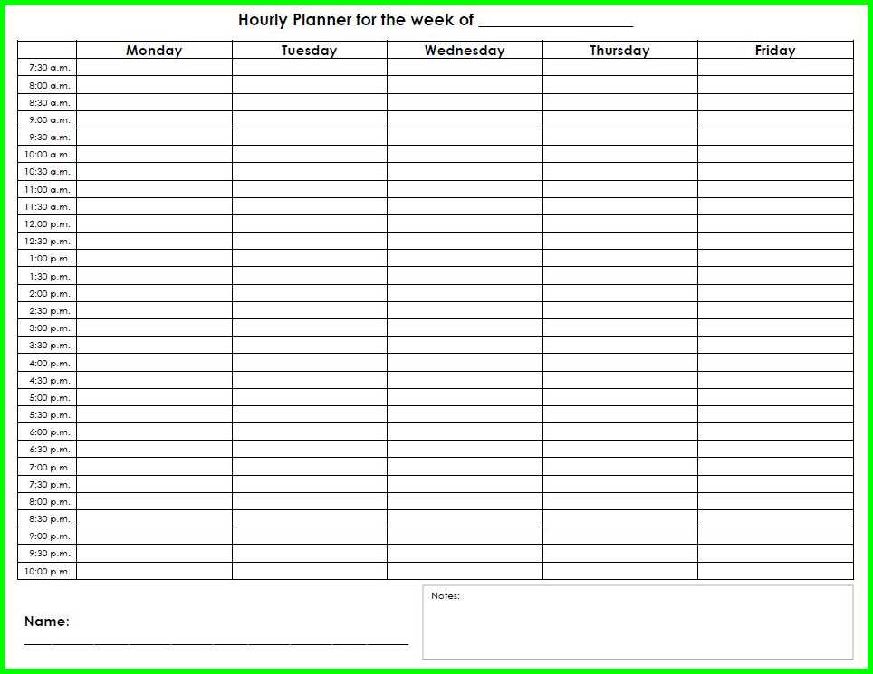 weekly hourly calendar printable calendar template 2019