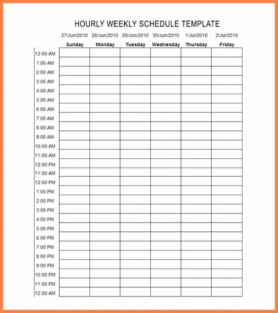 Weekly Hourly Schedule Template Hour Pdf Blank Calendar