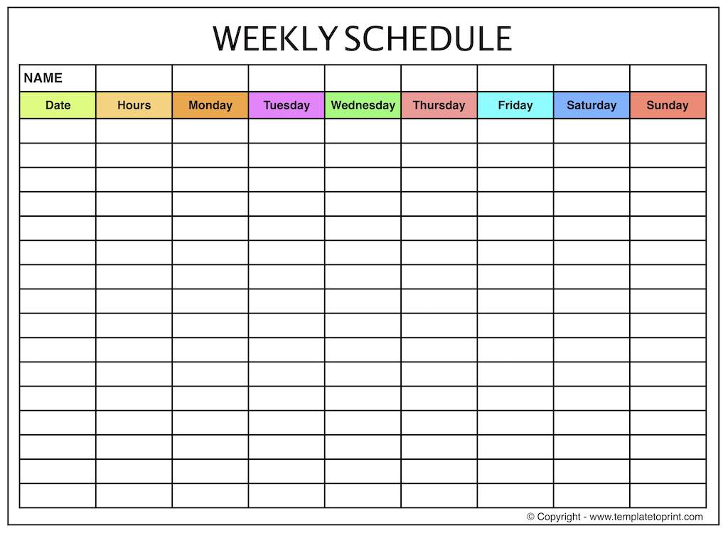 weekly planner blank weekly calendar template with time