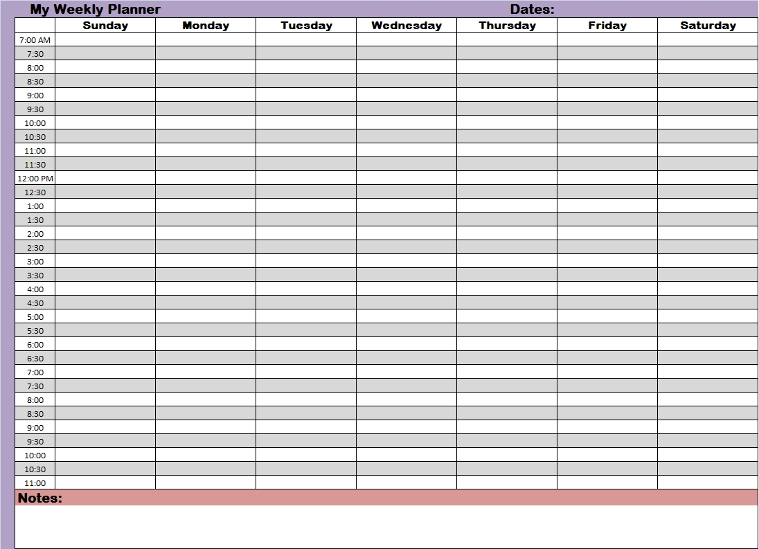 Weekly Planner With Time Slots Printable Free Calendar 2