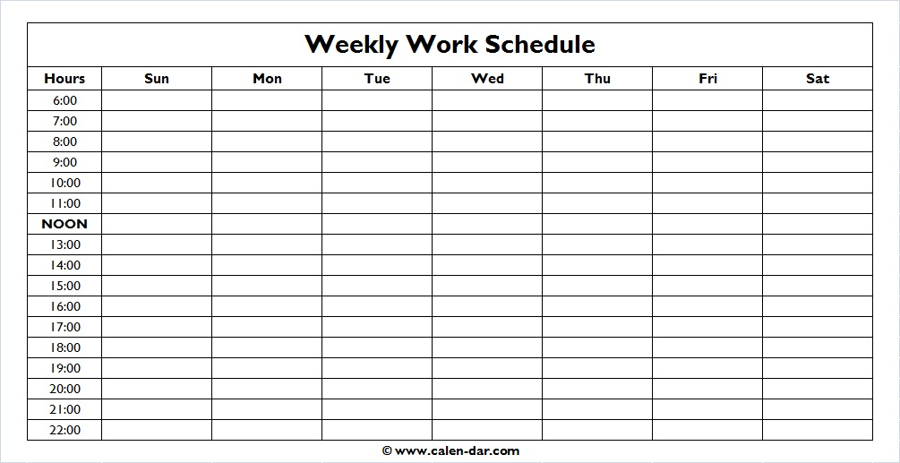 weekly schedule template monday friday with times one
