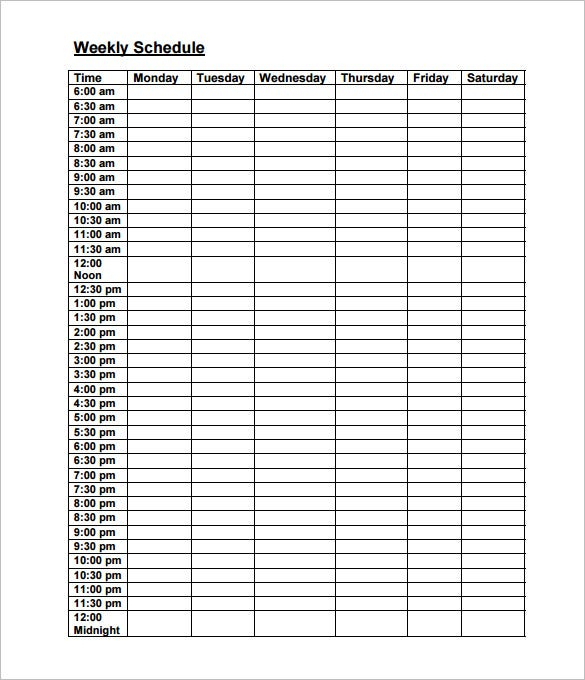 Weekly Work Schedule Template 8 Free Word Excel Pdf