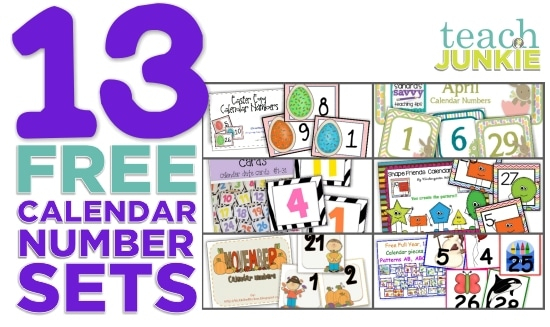 13 printable calendar numbers free download sets teach