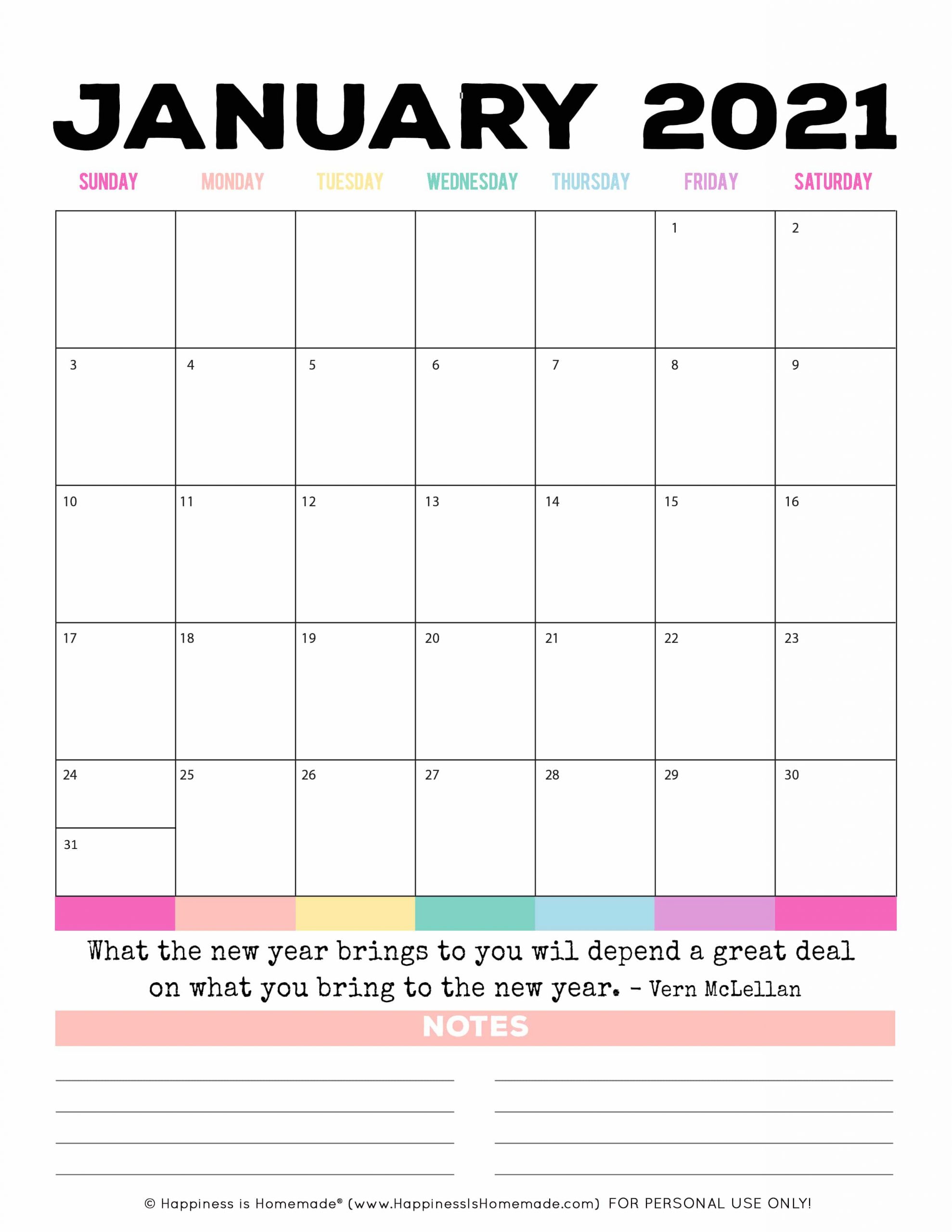2020 2021 Free Printable Monthly Calendar Happiness Is 2
