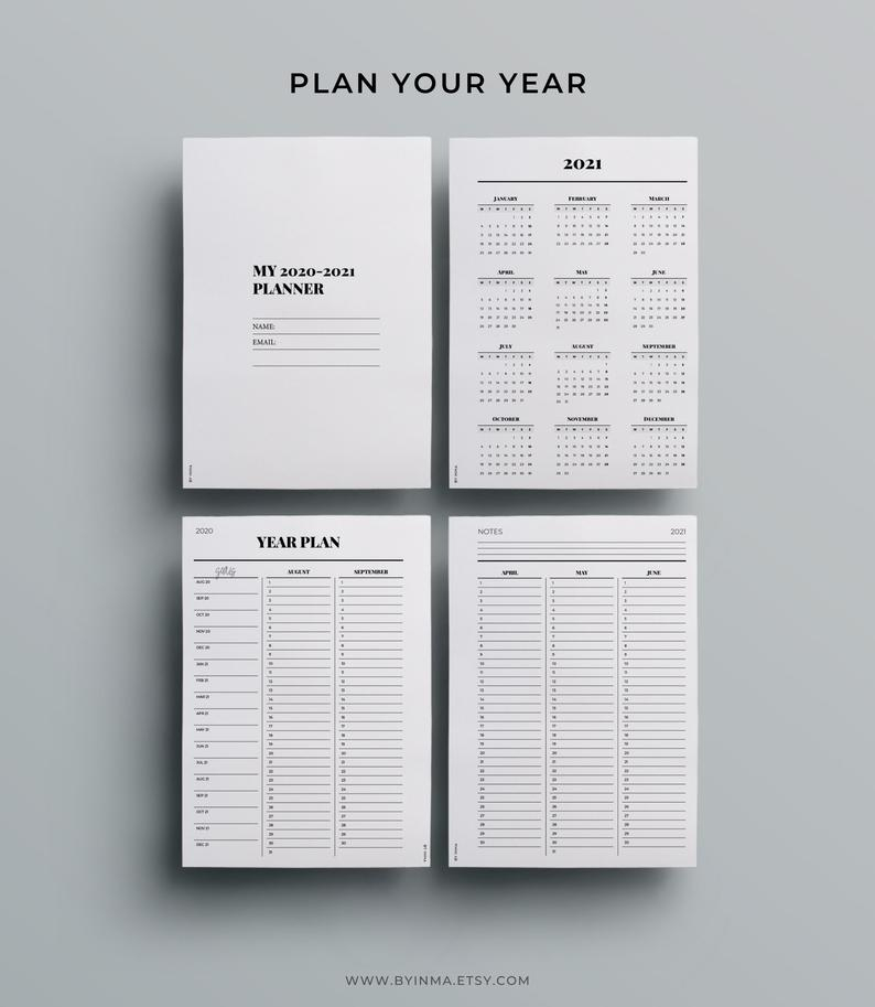 2020 2021 Planner Printable Inserts Hourly Planner Filofax