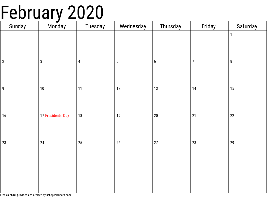 2020 february calendars handy calendars