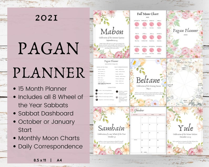 2021 Pagan Planner Printable Planner Pagan Wiccan Etsy 1