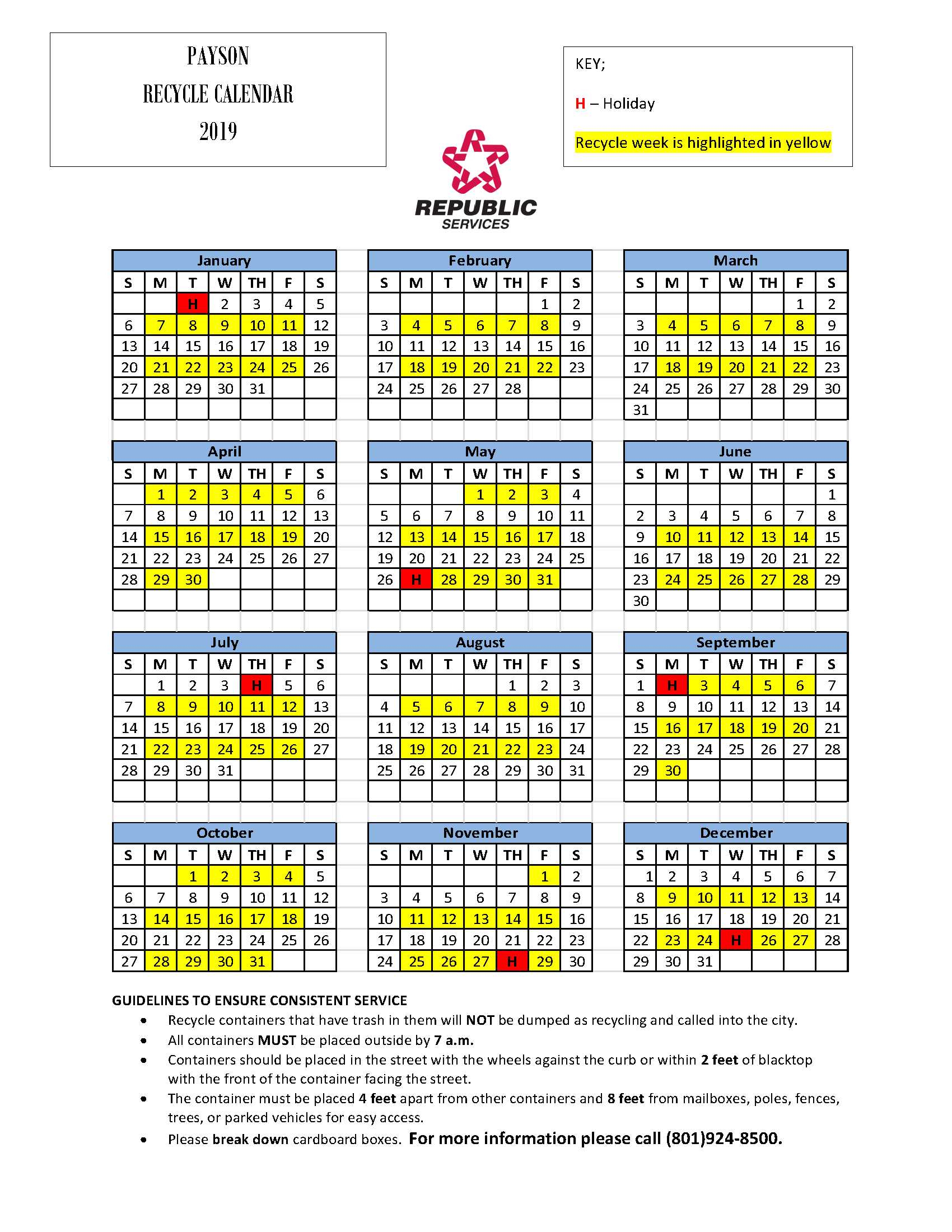 2021 republic garbage calendar calendar template 2020