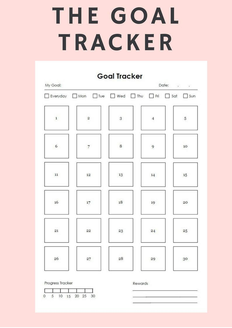 30 Days Monthly Goal Tracker Habit Tracker To Form New