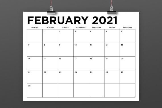 8 5 x 11 inch 2021 calendar template instant download