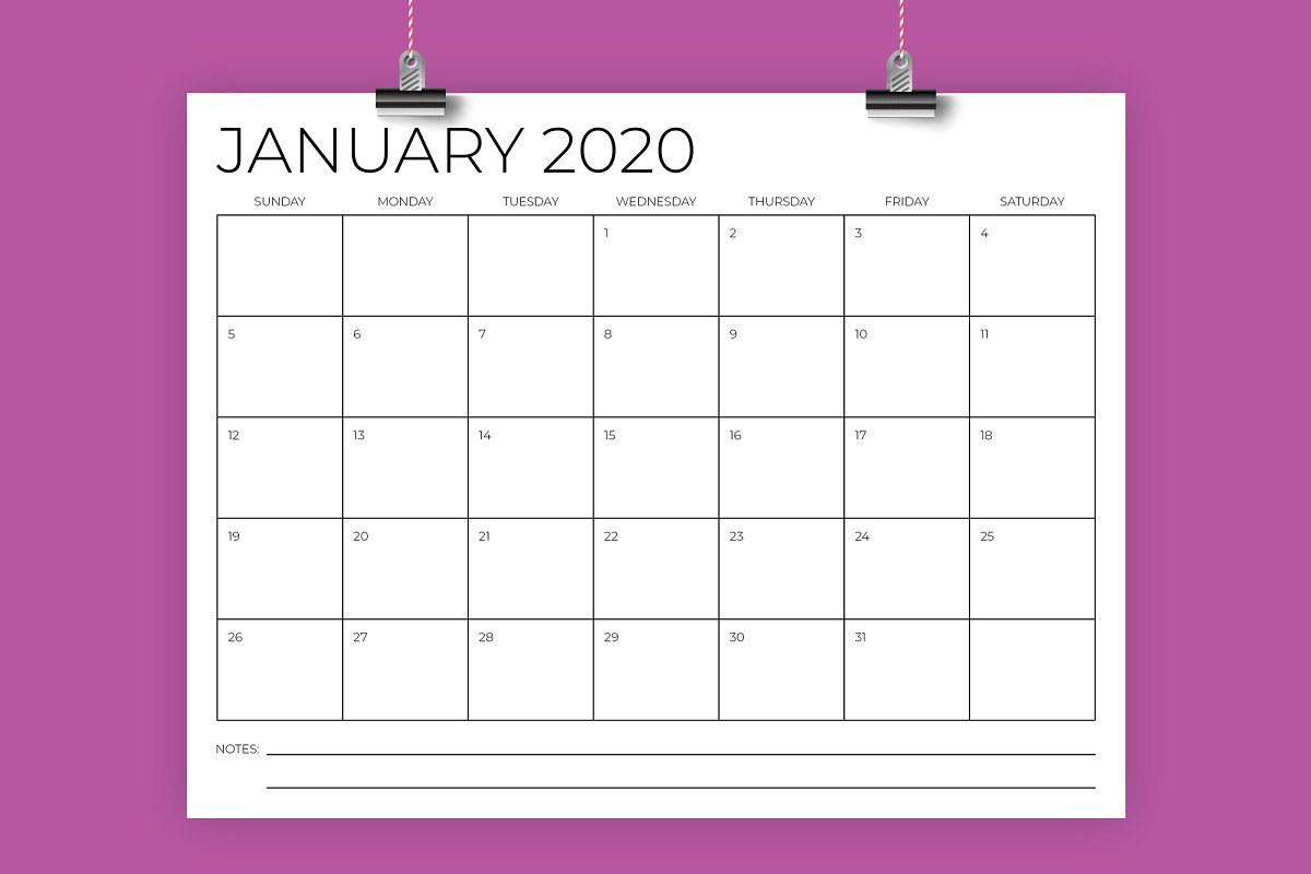 8 5 X 11 Inch Minimal 2020 Calendar D0b2 2020 D0b3