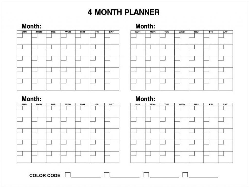 Blank 4 Month Calendar 2018 2018 Calendar Template