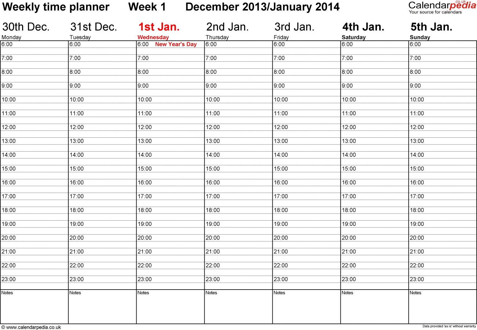 Week Calendar With Time Slots – Calendar Template 2021