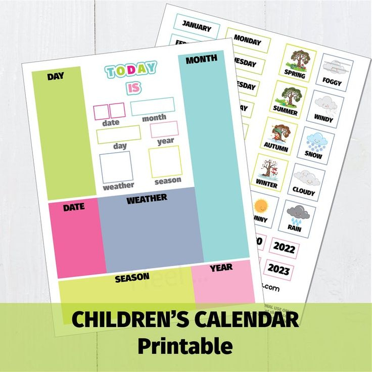 Child Calendar Printable Pdf Preschool Classroom