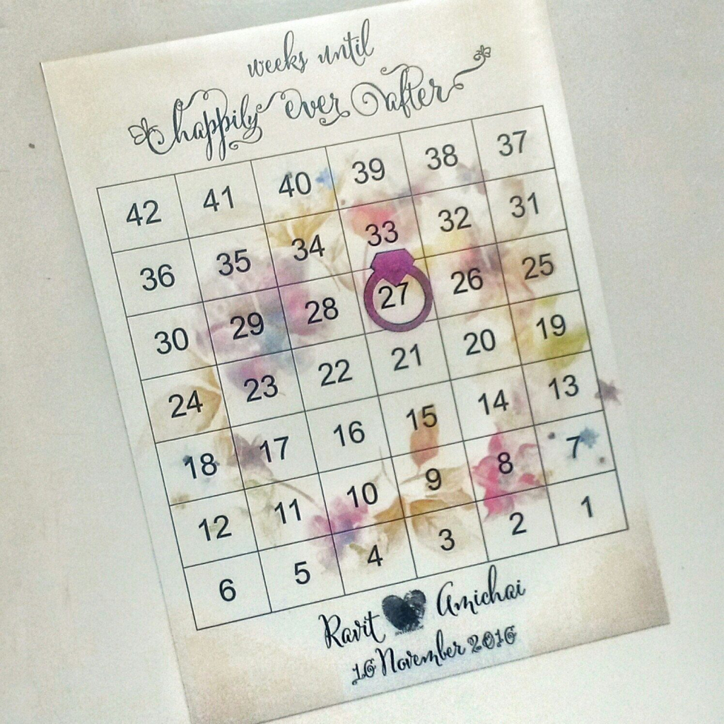 Countdown Calender To Wedding Printable Calendar