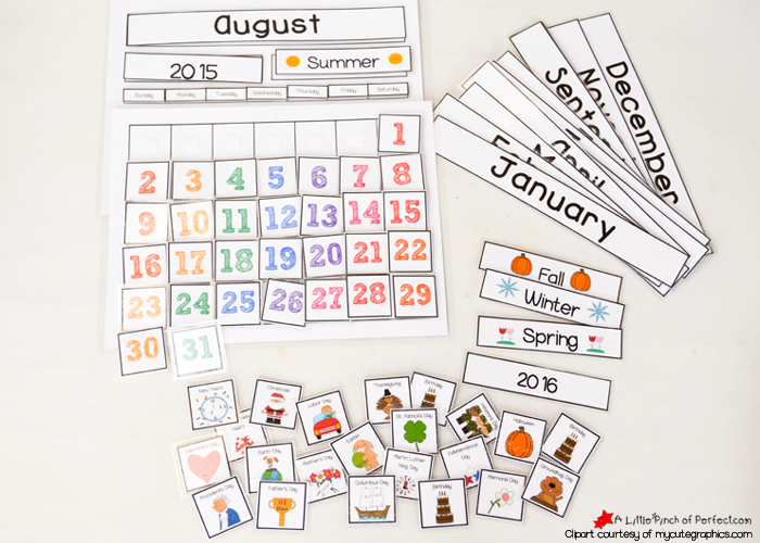 cute free printable calendar for circle time with kids