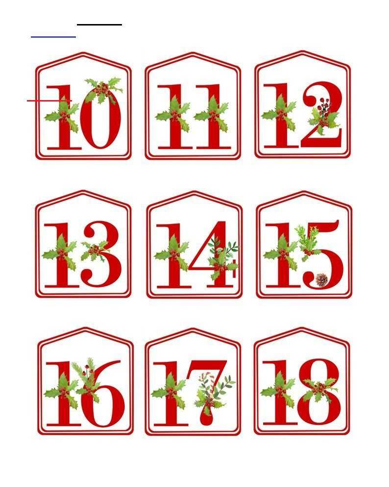 diy christmas advent calendar red printable numbers 1 25 Calendar