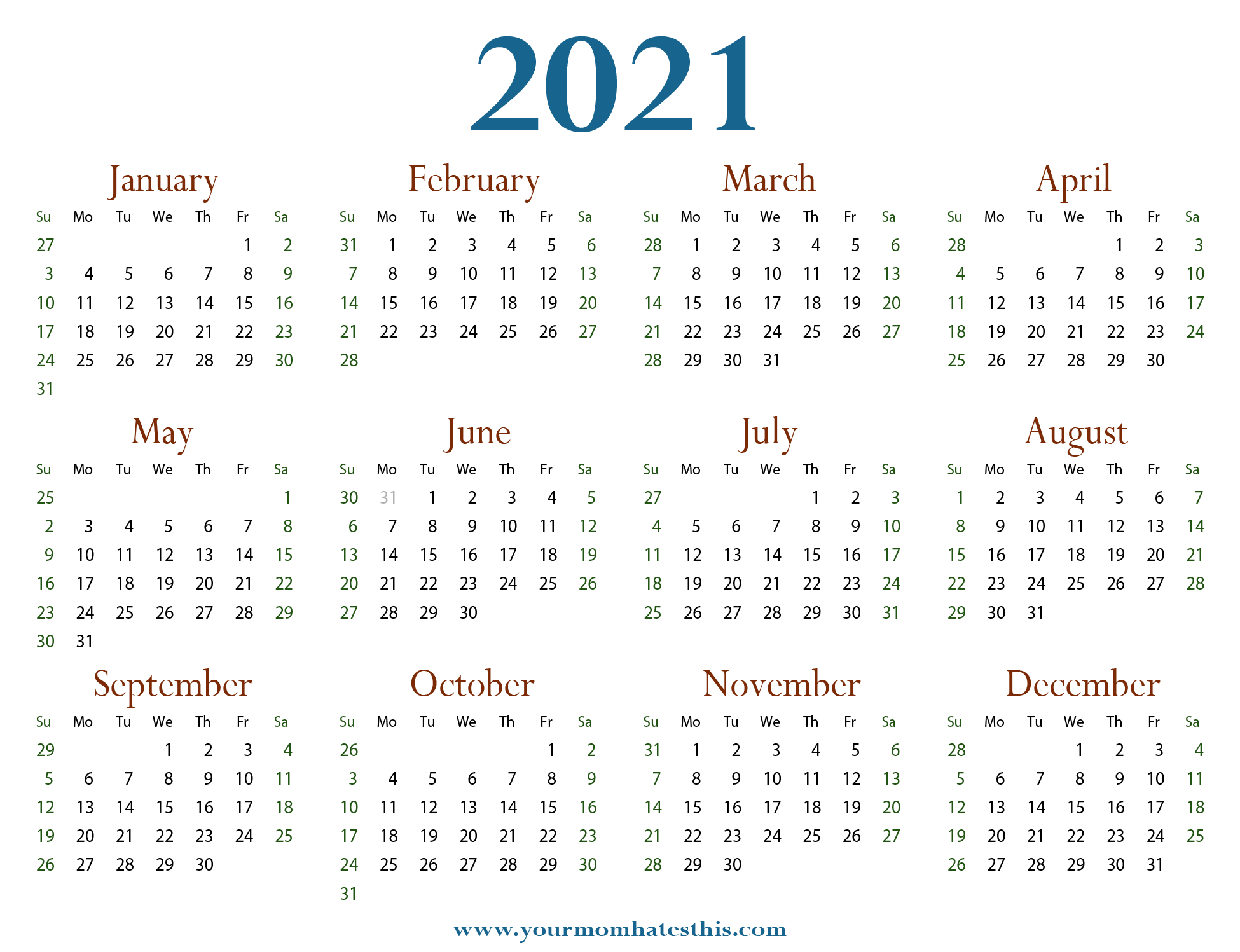 download 2021 calendars pdf templates