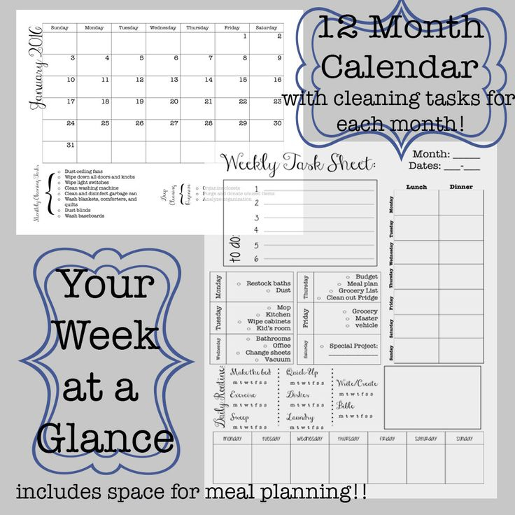 editable week at a glance printable planner and monthly