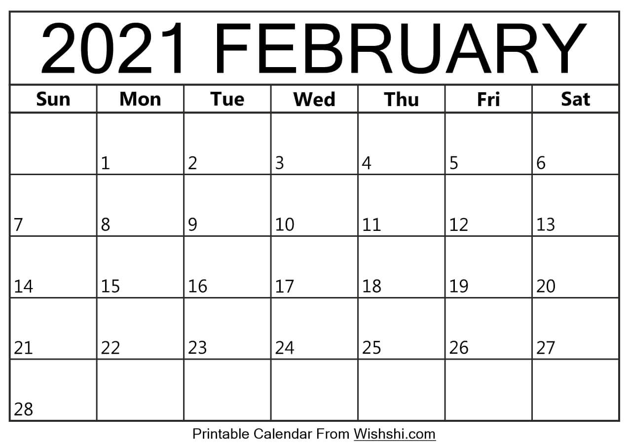 February 2021 Calendar Printable Free Printable