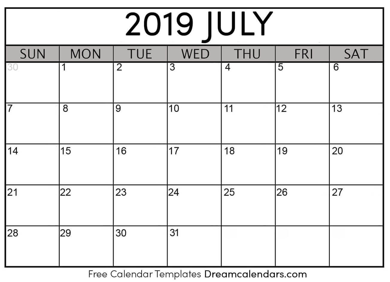 Free At A Glance Editable Calendar July 2019 June 2020