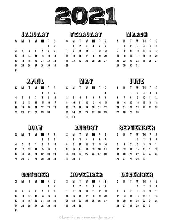 Free Printable 2021 Calendar Template Simple Lovely Planner