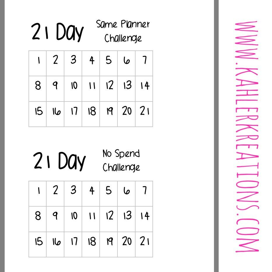 Free Printable 21 Day Challenge Calendars No Spend