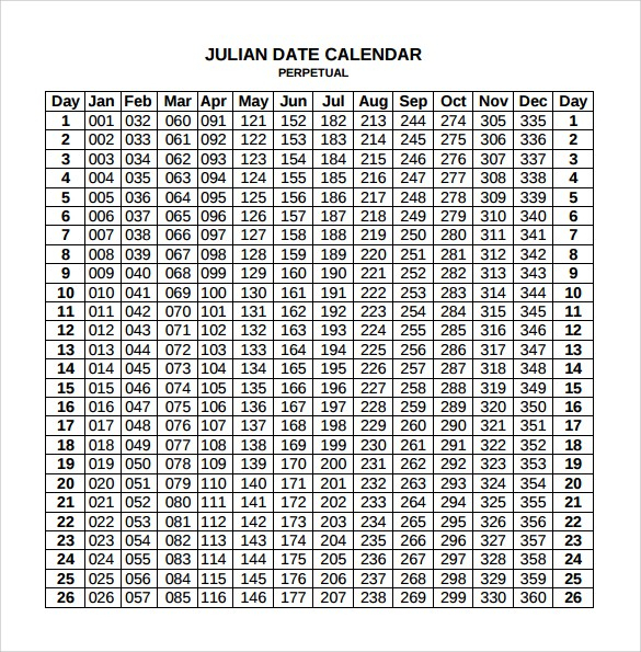 Free Printable Julian Calendar 2019 Blank Template