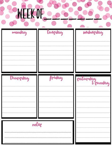 Free Weekly Calendar Planner Printable Full And Half Size